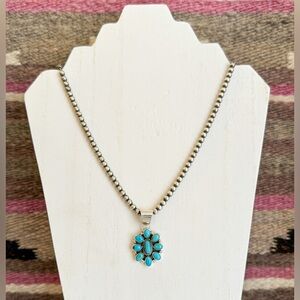 Navajo turquoise cluster pendant authentic handmade